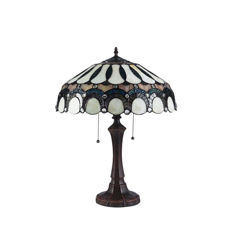 Unlit view. Vintage Tiffany Table Lamp Claude Victorian by Chloe Lighting