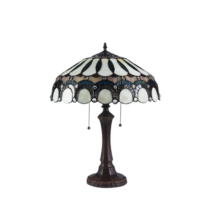Unlit view. Vintage Tiffany Table Lamp Claude Victorian by Chloe Lighting