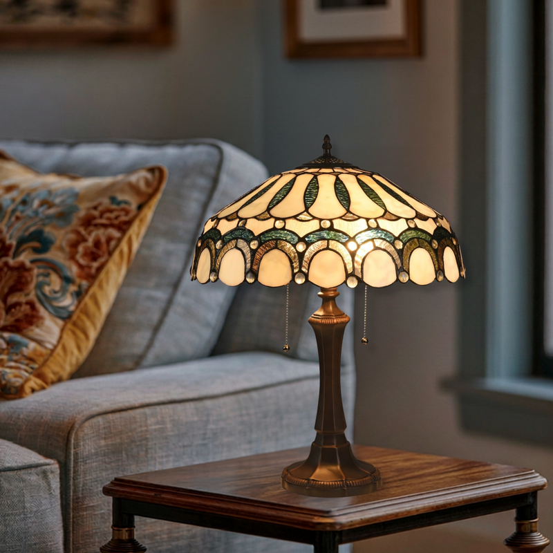 22-inch Vintage Tiffany Table Lamp Claude Victorian by Chloe Lighting in living room setting