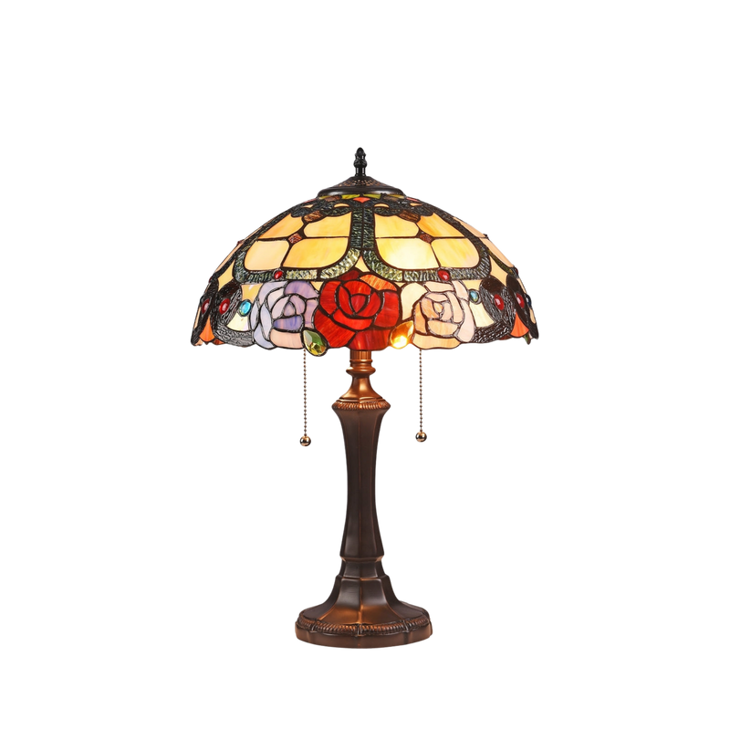 22-inch Tiffany Glass Table Lamp Simone Floral by Chloe Lighting