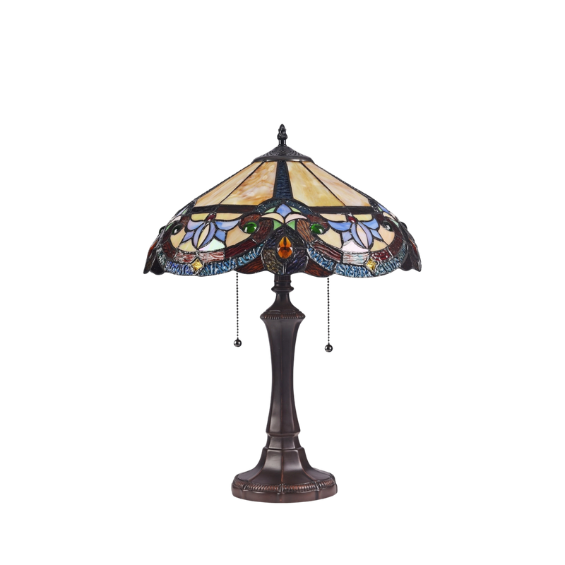 Unlit view. Tiffany Like Table Lamp Caroline Victorian by Chloe Lighting