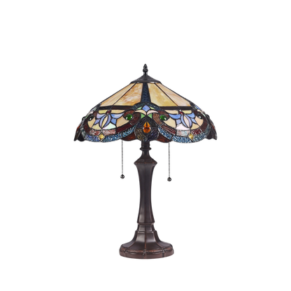 Unlit view. Tiffany Like Table Lamp Caroline Victorian by Chloe Lighting