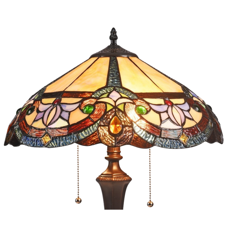 Close-up view of stained glass shade. Tiffany Like Table Lamp Caroline Victorian by Chloe Lighting