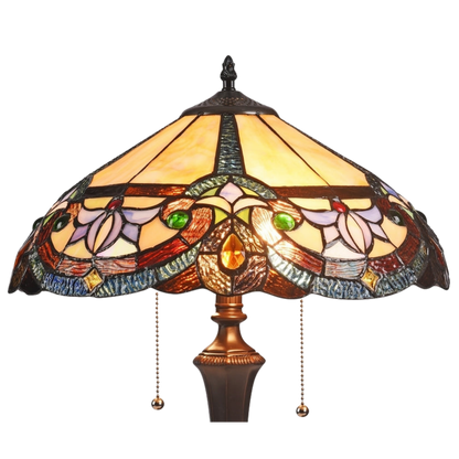 Close-up view of stained glass shade. Tiffany Like Table Lamp Caroline Victorian by Chloe Lighting