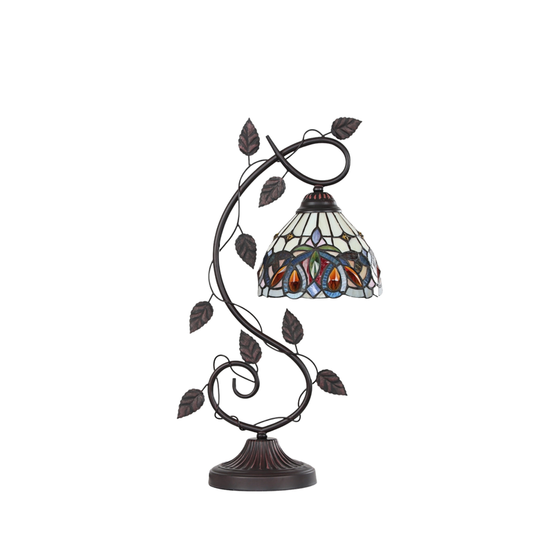 Unlit view. Tabletop Tiffany Lamp Serenity Victorian by Chloe Lighting
