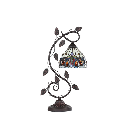 Unlit view. Tabletop Tiffany Lamp Serenity Victorian by Chloe Lighting