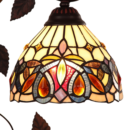 Close-up view of stained glass shade. Tabletop Tiffany Lamp Serenity Victorian by Chloe Lighting