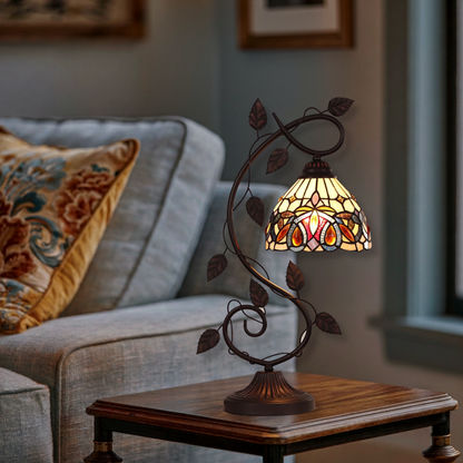 23-inch Tabletop Tiffany Lamp Serenity Victorian by Chloe Lighting in living room setting