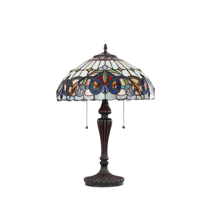 Unlit view. Tiffany Stained Glass Table Lamp Serenity Victorian by Chloe Lighting