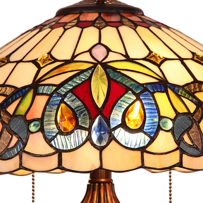 Close-up view of stained glass shade. Tiffany Stained Glass Table Lamp Serenity Victorian by Chloe Lighting