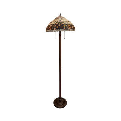 Unlit view. 66-inch Tiffany Stained Glass Floor Lamp Serenity Victorian by Chloe Lighting