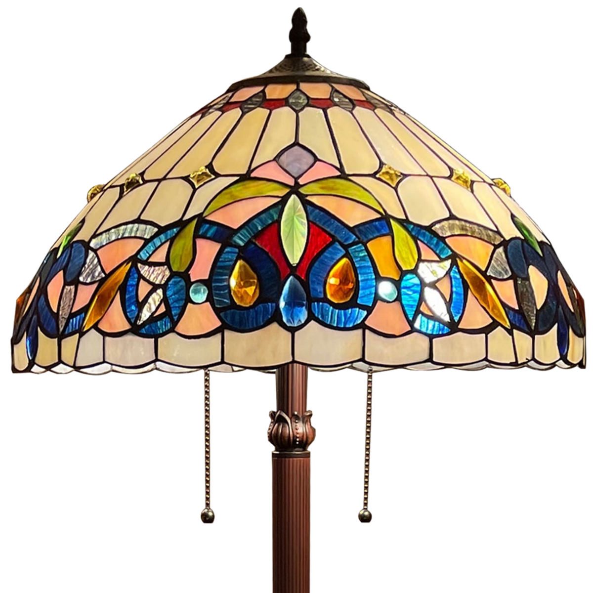 Close-up view of shade. Tiffany Stained Glass Floor Lamp Serenity Victorian by Chloe Lighting