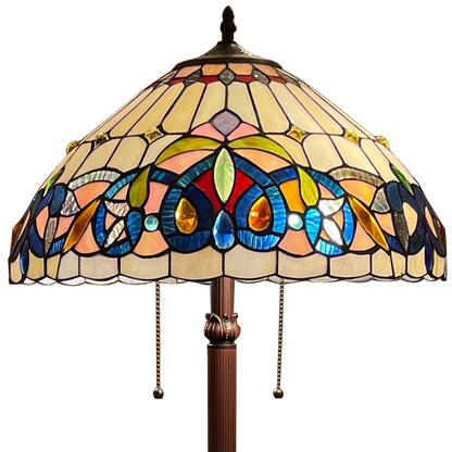 Close-up view of shade. Tiffany Stained Glass Floor Lamp Serenity Victorian by Chloe Lighting