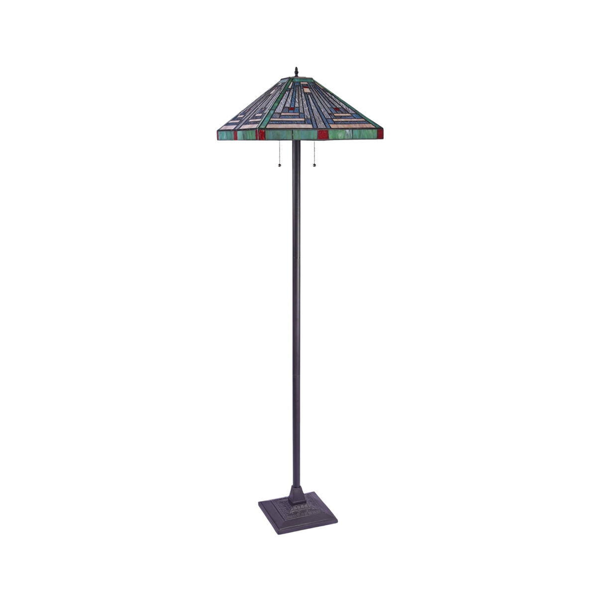 Unlit view. 66-inch Tiffany Glass Floor Lamp Innes Mission by Chloe Lighting