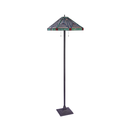 Unlit view. 66-inch Tiffany Glass Floor Lamp Innes Mission by Chloe Lighting