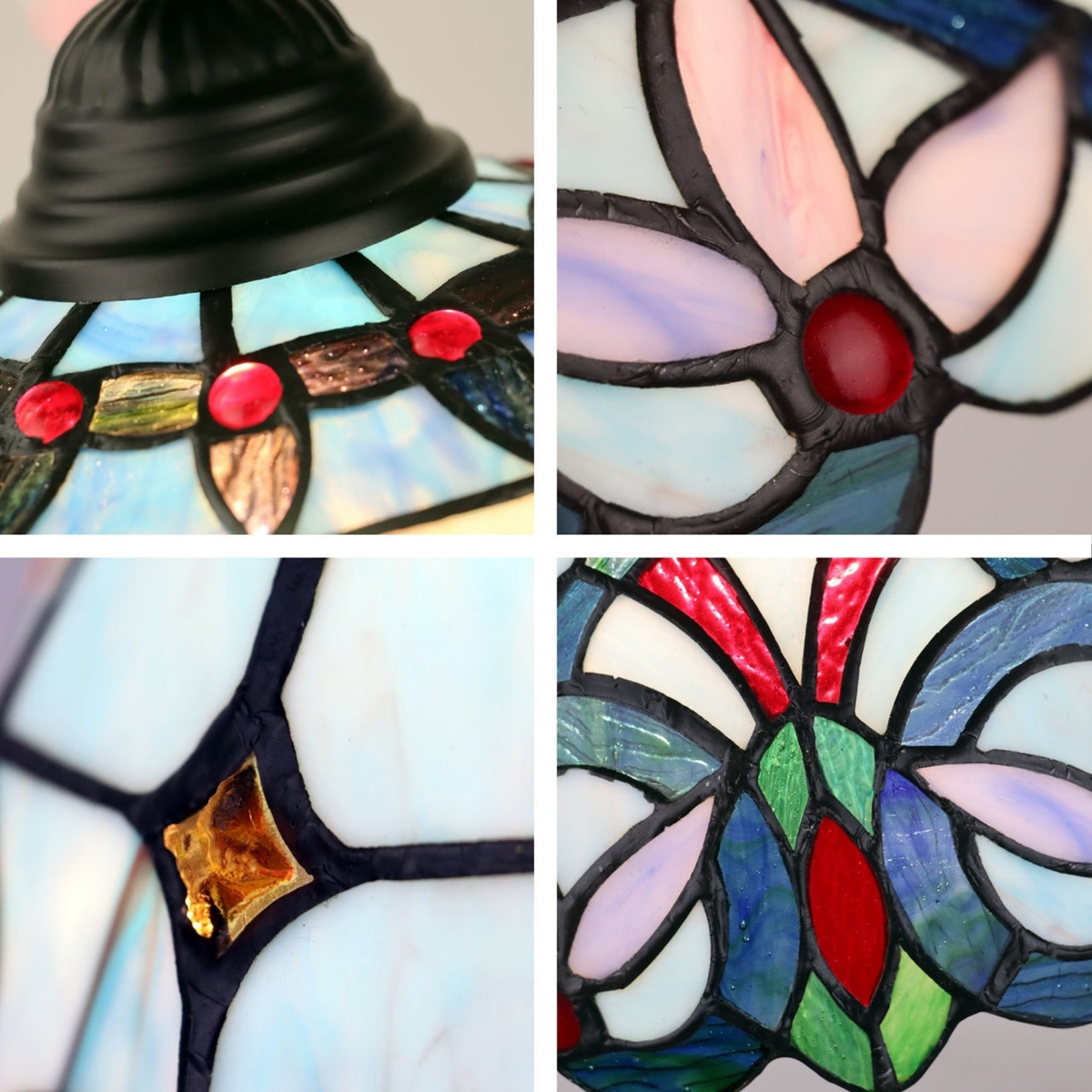 Closeup view of shade. Tiffany Glass Floor Lamp Grenville Victorian Reading by Chloe Lighting