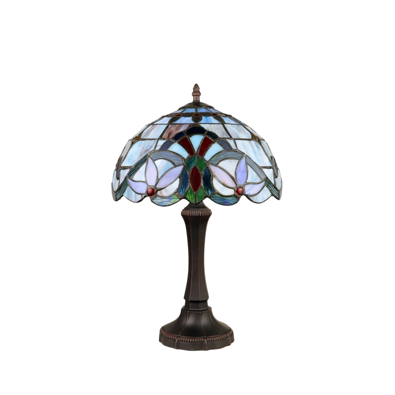 Unlit view. Tiffany Stained Glass Table Lamp Viola Victorian by Chloe Lighting
