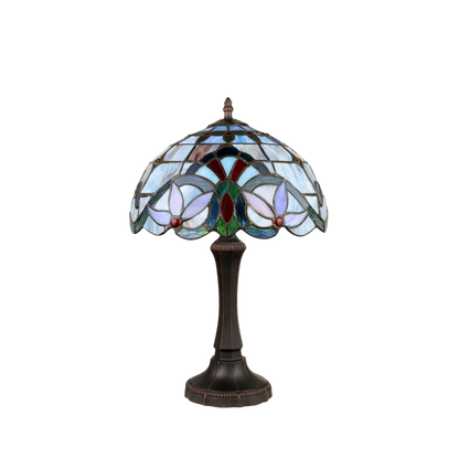 Unlit view. Tiffany Stained Glass Table Lamp Viola Victorian by Chloe Lighting