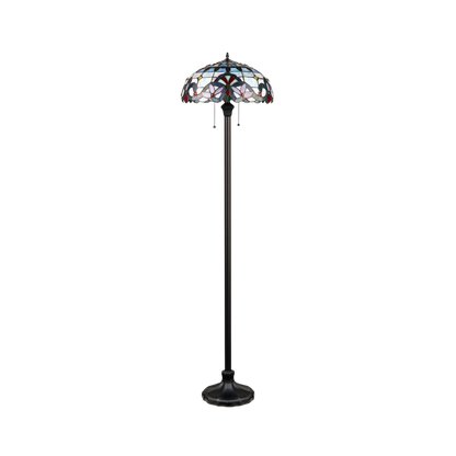 Unlit view. 67-inch Tiffany Stained Glass Floor Lamp Grenville Victorian by Chloe Lighting