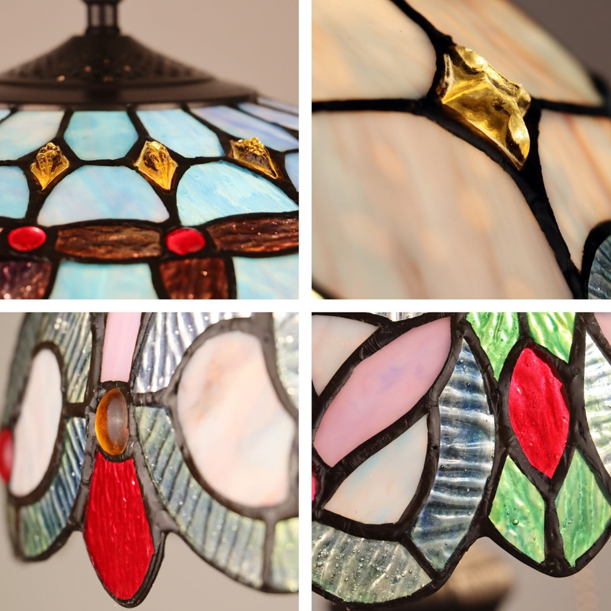 Closeup view of shade. Tiffany Stained Glass Floor Lamp Grenville Victorian by Chloe Lighting