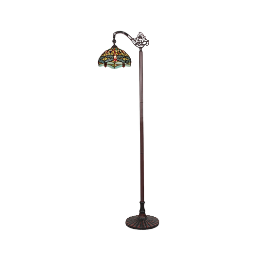 64-inch Tiffany Glass Floor Lamp Empress Dragonfly Reading by Chloe Lighting