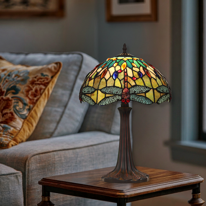 18-inch Tiffany Inspired Table Lamp Empress Dragonfly by Chloe Lighting in living room setting