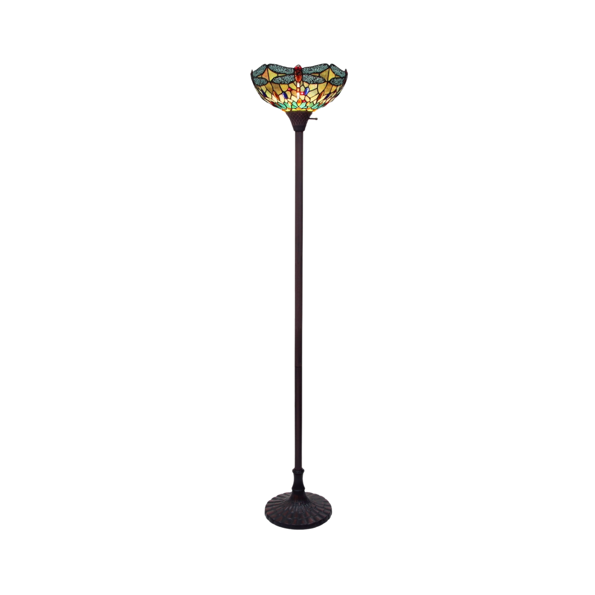69-inch Tiffany Stained Glass Floor Lamp Empress Dragonfly Torchiere by Chloe Lighting