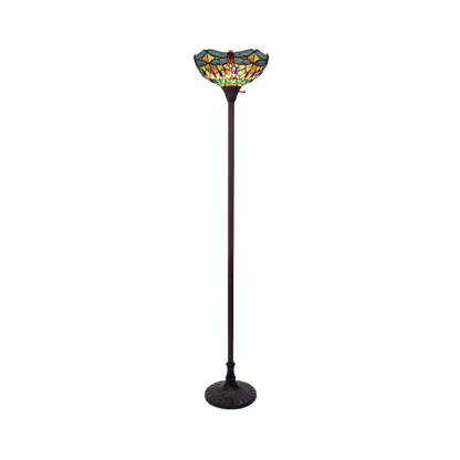 69-inch Tiffany Stained Glass Floor Lamp Empress Dragonfly Torchiere by Chloe Lighting
