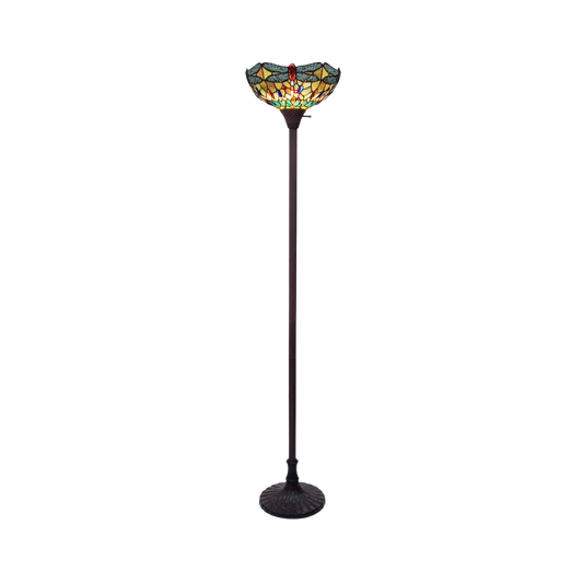69-inch Tiffany Stained Glass Floor Lamp Empress Dragonfly Torchiere by Chloe Lighting