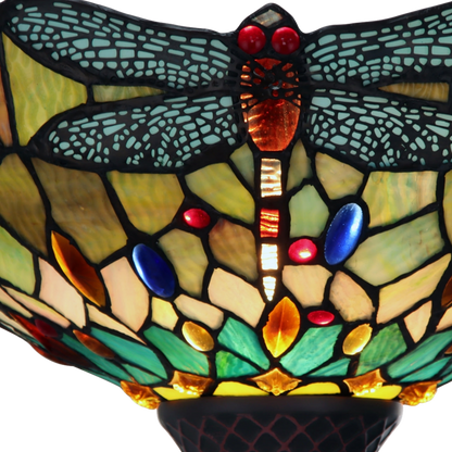 Close-up view of shade. Tiffany Stained Glass Floor Lamp Empress Dragonfly Torchiere by Chloe Lighting