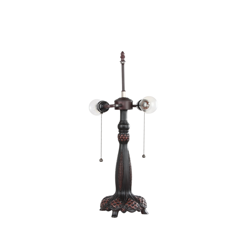 View of lamp base and hardware without shade. Vintage Tiffany Table Lamp Empress Dragonfly by Chloe Lighting