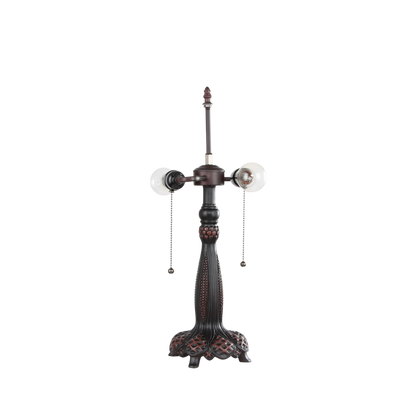 View of lamp base and hardware without shade. Vintage Tiffany Table Lamp Empress Dragonfly by Chloe Lighting
