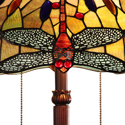 Close-up view of shade. Tiffany Glass Floor Lamp Empress Dragonfly by Chloe Lighting