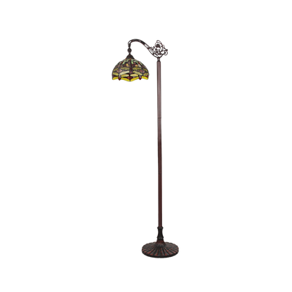 Unlit view. 64-inch Tiffany Type Floor Lamp Empress Dragonfly Reading by Chloe Lighting