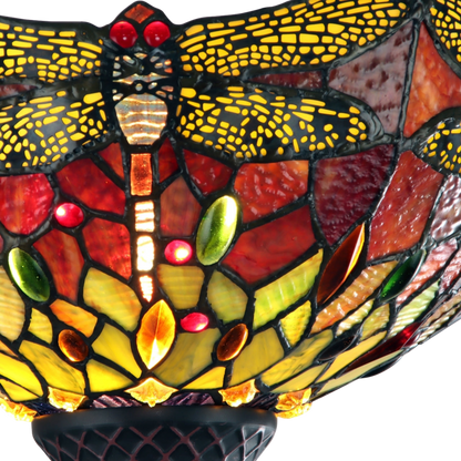 Close-up view of shade. Tiffany Glass Floor Lamp Empress Dragonfly Torchiere by Chloe Lighting