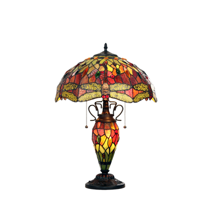 22-inch Tabletop Tiffany Lamp Empress Dragonfly Double Lit by Chloe Lighting