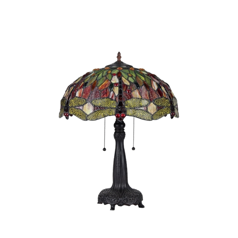 Unlit view. Tiffany Inspired Table Lamp Empress Dragonfly by Chloe Lighting