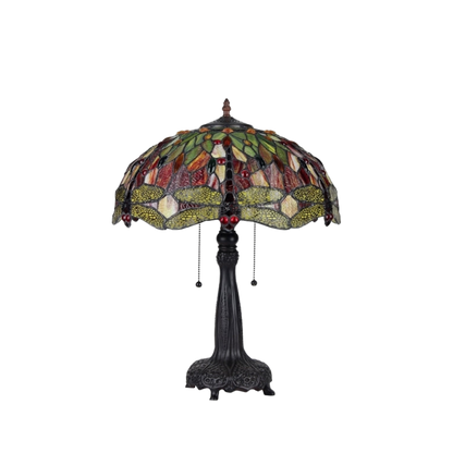 Unlit view. Tiffany Inspired Table Lamp Empress Dragonfly by Chloe Lighting