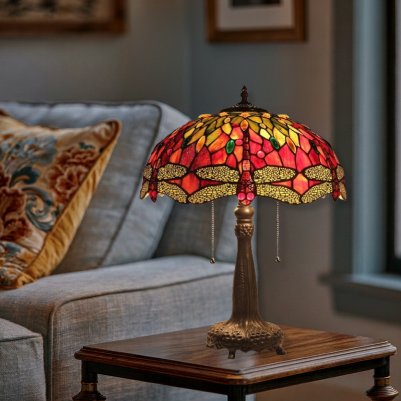 21-inch Tiffany Inspired Table Lamp Empress Dragonfly by Chloe Lighting in living room setting