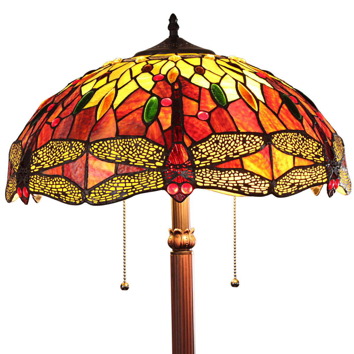 Close-up view of shade. Tiffany Type Floor Lamp Empress Dragonfly by Chloe Lighting