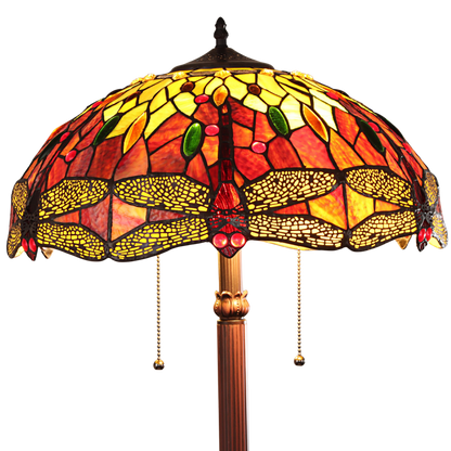 Close-up view of shade. Tiffany Type Floor Lamp Empress Dragonfly by Chloe Lighting
