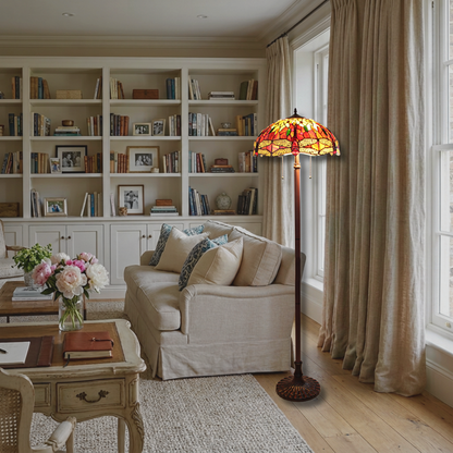  Tiffany Type Floor Lamp Empress Dragonfly by Chloe Lighting in living room. 
