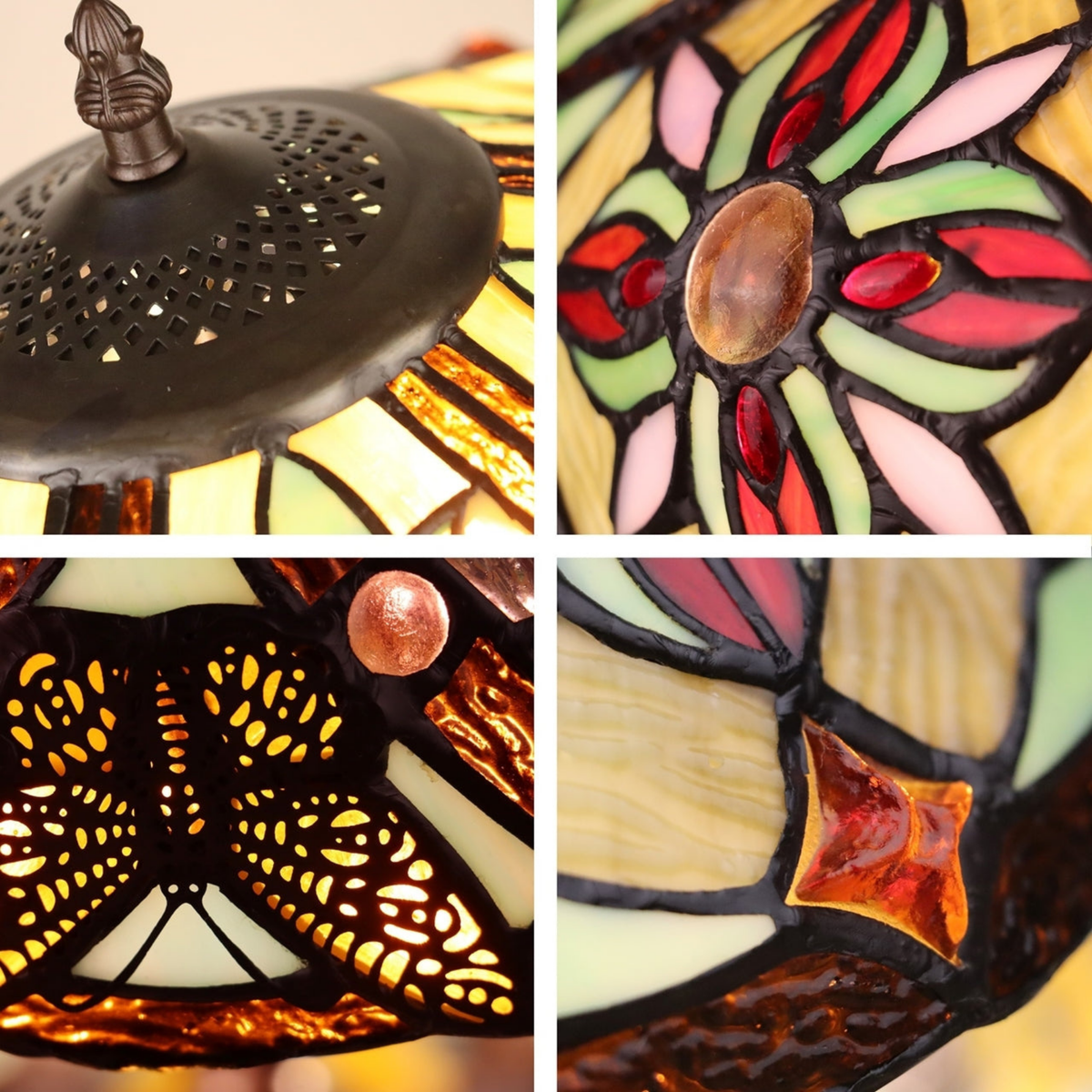 Closeup view of shade. Tiffany Style Floor Lamp Cora Victorian by Chloe Lighting