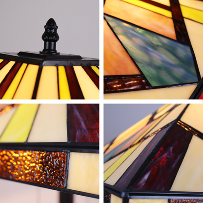 Close-up views of shade and lamp details. Tiffany Style Floor Lamp Vincent Mission by Chloe Lighting