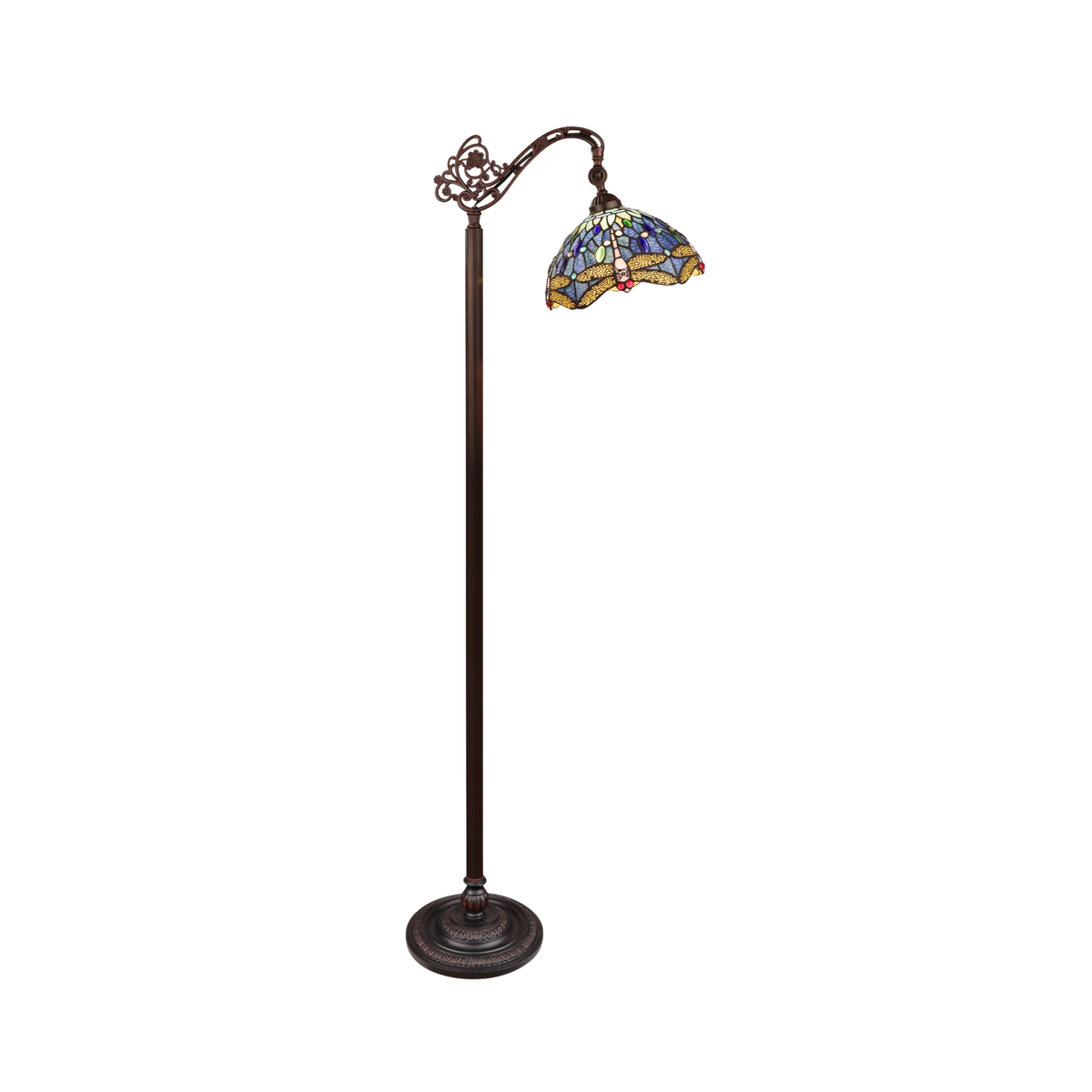 62-inch Tiffany Stained Glass Floor Lamp Sunniva Dragonfly Reading by Chloe Lighting