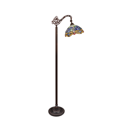 62-inch Tiffany Stained Glass Floor Lamp Sunniva Dragonfly Reading by Chloe Lighting
