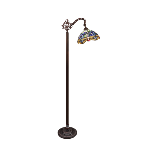 62-inch Tiffany Stained Glass Floor Lamp Sunniva Dragonfly Reading by Chloe Lighting