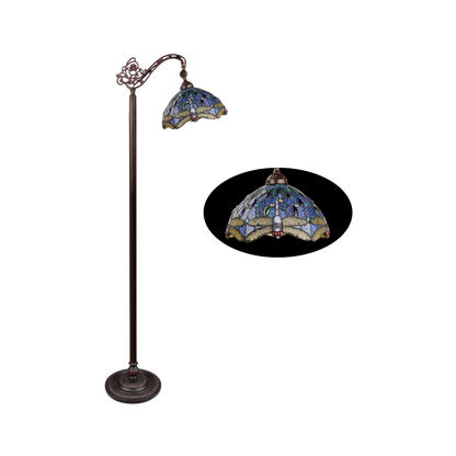 Unlit Tiffany Stained Glass Floor Lamp Sunniva Dragonfly Reading by Chloe Lighting