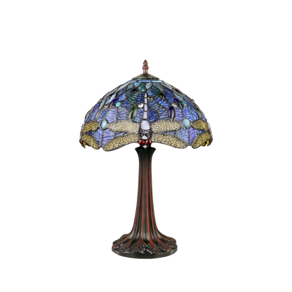 Unlit view. Tiffany Inspired Table Lamp Sunniva Dragonfly by Chloe Lighting