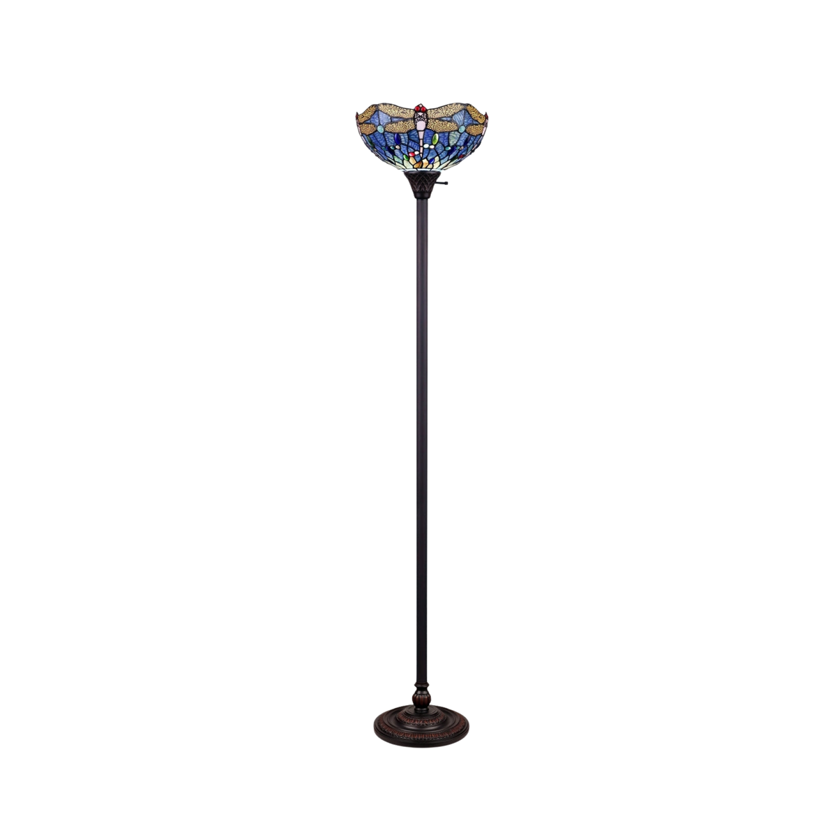 69-inch Tiffany Glass Floor Lamp Sunniva Dragonfly Torchiere by Chloe Lighting